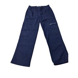 Girl Index Womens Navy Blue Wide Leg Cargo Pants Size 7